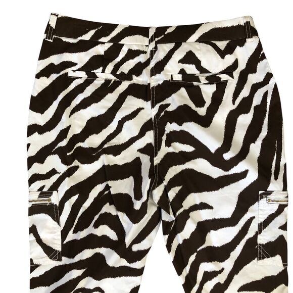 CHICO'S Pants 0.5, Cropped Brown and White Animal Stripes pants Pockets, Sz. 6 - Picture 8 of 16